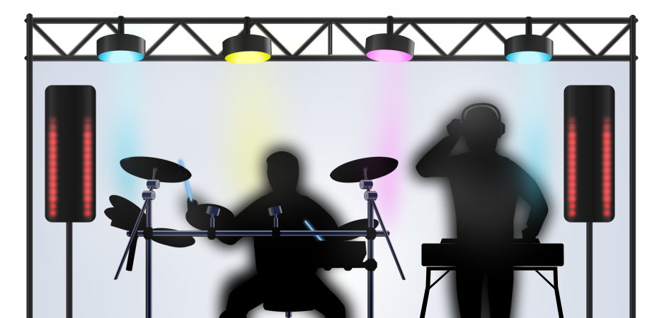 image silhouette of isshoke dj and drums